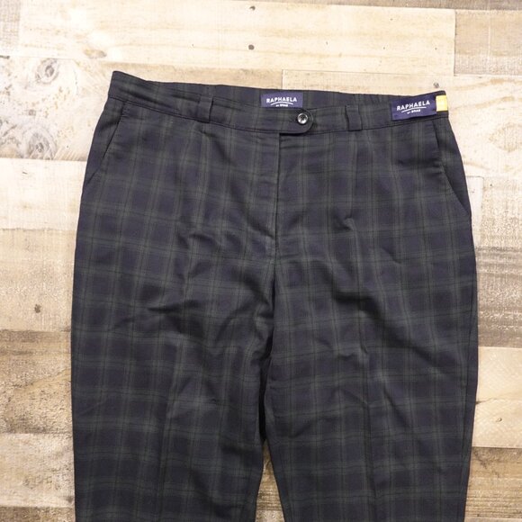 Raphaela by Brax Christiane W8 Pants Women’s 16 Short Blackwatch Plaid Wool - Picture 2 of 14